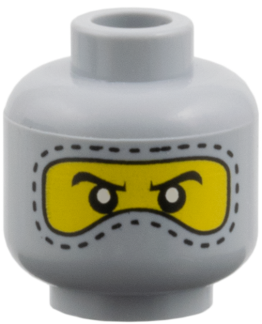 3626pb0246 - Minifigure, Head Balaclava with Eyes Hole Stitching Trim, Nose Hump, White Pupils Pattern