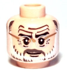 3626pb0283 - Minifigure, Head Glasses with Silver Glasses, Gray and White Beard and Gray Moustache Pattern (Henry Jones Sr.)