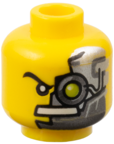 3626pb0298 - Minifigure, Head Alien with Cyborg Eyepiece, Eyebrow Right Side Pattern