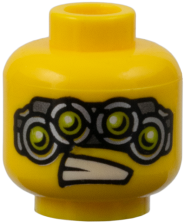 3626pb0304 - Minifigure, Head Alien with Four Mechanical Eyes, Teeth Pattern