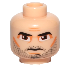 3626pb0317 - Minifigure, Head Male Thick Eyebrows, Brown Eyes, Five O'Clock Shadow Stubble Pattern (SW Captain Rex)
