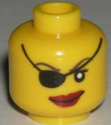 3626pb0324 - Minifigure, Head Female with Eye Patch and Large Red Lips Pattern