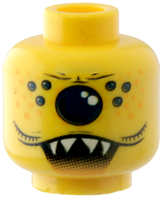 3626pb0329 - Minifigure, Head Alien with Single Eye, Spots, and Jagged Teeth Pattern