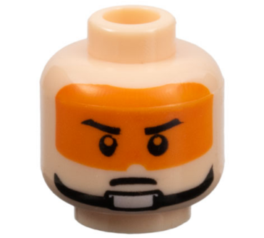 3626pb0401 - Minifigure, Head Male Stern Black Eyebrows, Pupils, Orange Visor and Chin Strap Pattern