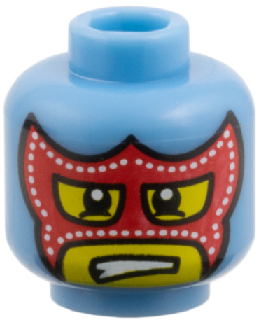 3626pb0431 - Minifigure, Head Balaclava with Eye and Mouth Holes, Red Mask and White Pupils Pattern