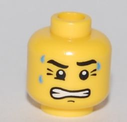 3626pb0462 - Minifigure, Head Dripping Sweat, with Clenched Teeth and Crow's Feet Pattern