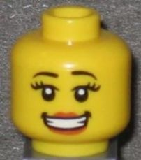 3626pb0520 - Minifigure, Head Female with Small Pink Lips, Open Mouth Smile with Teeth, Thick Eyelashes and White Pupils Pattern (Snowboarder)