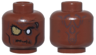 3626pb0561 - Minifigure, Head Alien with PotC Zombie with Silver Eye and Eye Patch Pattern