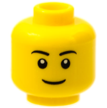 3626pb0628 - Minifigure, Head Black Eyebrows, Thin Grin, Black Eyes with White Pupils Pattern