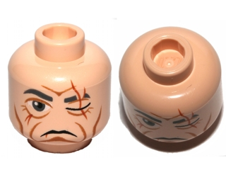 3626pb0778 - Minifigure, Head Male Scar over Left Eye, Wrinkles Pattern (SW Even Piell)