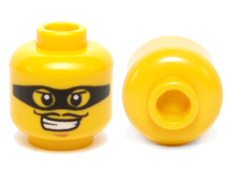 3626pb0856 - Minifigure, Head Male Black Eye Mask Black with Eye Holes and Thin Moustache Pattern