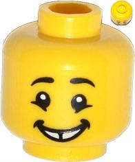 3626pb0984 - Minifigure, Head Male Black Eyebrows, Cheekbone Lines under Eyes, Gap Tooth Smile Pattern