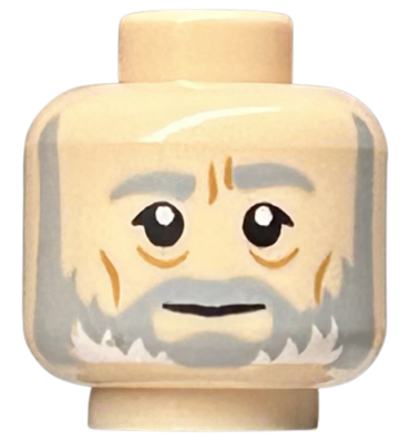3626pb1172 - Minifigure, Head Beard with Light Bluish Gray Beard and Eyebrows, Furrowed Brow, Medium Nougat Cheek Lines, Neutral Pattern