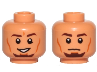 3626pb1191 - Minifigure, Head Dual Sided Dark Brown Eyebrows, Goatee, Cheek Lines, Smile / Neutral Pattern (SW Kanan Jarrus)