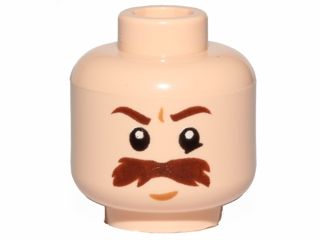 3626pb1493 - Minifigure, Head Moustache Brown Bushy Large, Brown Eyebrows, White Pupils Pattern (SW Trooper)