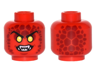 3626pb1511 - Minifigure, Head Alien Lava Monster with Yellow Eyes, Dark Red Rocks, and Open Mouth with Fangs Pattern