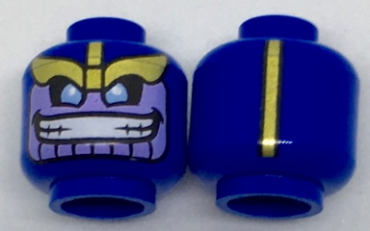 3626pb1850 - Minifigure, Head Alien with Gold Eyebrows, Lavender Face with Wide Grin and Gold Stripe on Back Pattern