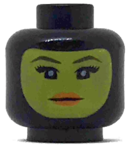 3626pb2021 - Minifigure, Head Female Balaclava with Yellow Face, Black Eyelashes, Tapered Eyebrows, Neutral Expression Pattern