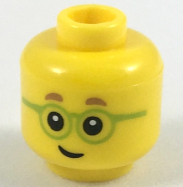 3626pb2088 - Minifigure, Head Child Medium Nougat Eyebrows, Lime Glasses Pattern
