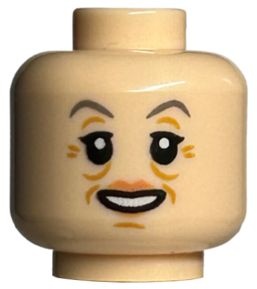 3626pb2478 - Minifigure, Head Female Dark Bluish Gray Eyebrows, Nougat Lips, Medium Nougat Wrinkles, Smile Pattern - Hollow Stud