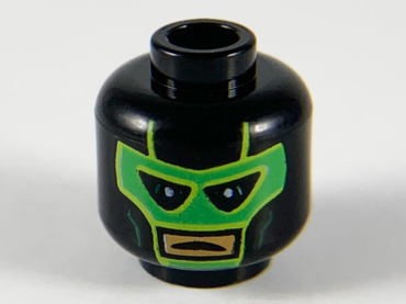 3626pb2504 - Minifigure, Head Green Luchador Mask, Black Eyes, Medium Nougat Mouth Pattern - Hollow Stud