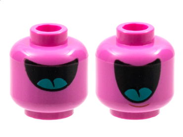 3626pb2965 - Minifigure, Head Dual Sided Alien Large Black Mouth with Dark Turquoise Tongue, Half Open / Fully Open Pattern - Hollow Stud