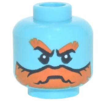 3626pb3000 - Minifigure, Head Orange Bushy Eyebrows and Full Beard, Black Eyes with White Pupils Pattern - Hollow Stud