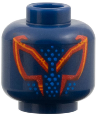 3626pb3944 - Minifigure, Head Alien with Red and Orange Angular Eyes Outline, Blue Dots Pattern