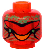 3626px76 - Minifigure, Head Alien with Green Brain and Yellow Mouth Pattern