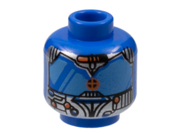 3626px79 - Minifigure, Head Alien with Blue Eye Mask Large, Red Dot Pattern