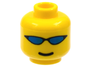 3626px87 - Minifigure, Head Glasses with Blue Wrap Sunglasses and Standard Smile Pattern