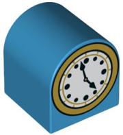 3664pb32 - Duplo, Brick 2 x 2 x 2 Slope Curved Double with Clock Hands 4:57 Pattern