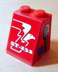 3678apb10R - Slope 65 2 x 2 x 2 without Bottom Tube with ST-232 and Eagle Pattern facing Right, Radio Pattern on 1 side (Stickers) - Set 8232