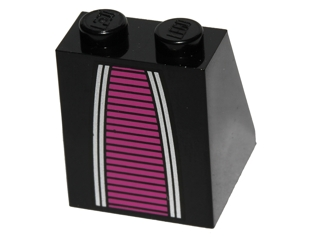 3678bpb053 - Slope 65 2 x 2 x 2 with Bottom Tube with Minifigure Dress / Skirt / Robe, Alien with Magenta Pattern