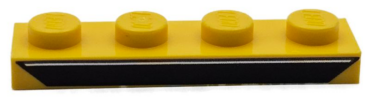 3710pb003 - Plate 1 x 4 with Black Trapezoid with Silver Line Pattern