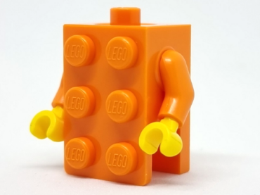 37191c07 - Torso, 2 x 3 Brick Costume / Orange Arms / Yellow Hands (BAM)