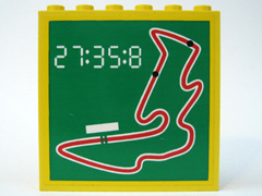 3754pb06 - Brick 1 x 6 x 5 with Race Track and Time Pattern (Sticker) - Set 6337