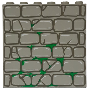 3754px3 - Brick 1 x 6 x 5 with Stone and Moss Pattern