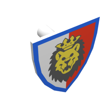 3846p4d - Minifigure, Shield Triangular with Lion Head, Red and White Background Pattern
