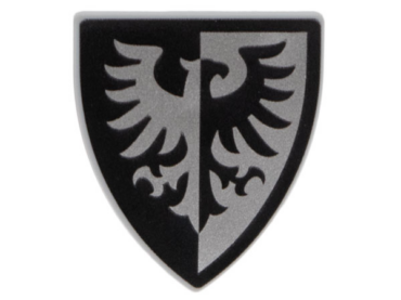 3846pb055 - Minifigure, Shield Triangular with Black and Silver Falcon with Black Border Pattern