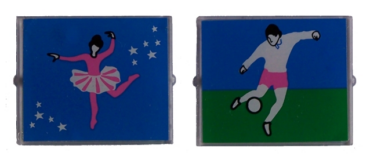 3855pb007 - Glass for Window 1 x 4 x 3 with Ballerina and Soccer Player on Opposite Sides Pattern (Stickers) - Set 5890