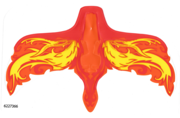 38789 - Plastic Wings with Yellow and Orange Flames on Red Background Pattern