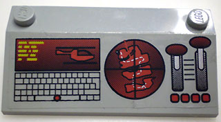 3939pb08 - Slope 33 3 x 6 with Inner Walls with Computer, Radar, and Levers Pattern (Sticker) - Set 6740
