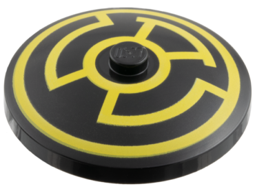 3960pb030 - Dish 4 x 4 Inverted (Radar) with Solid Stud with Yellow Lantern Sinestro Logo Pattern