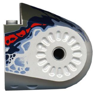 40373pb03 - Dinosaur Body Quarter with Pin Holes with Dark Blue, Dark Gray, Red, and Sand Blue Markings Pattern