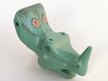 40389pb01 - Dinosaur Head Crested Neck, Nose Horn and Pin with Dark Gray Markings Pattern