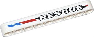 40490pb010R - Technic, Liftarm Thick 1 x 9 with 'RESCUE' and Red and Blue Diagonal Stripes Pattern Model Right (Sticker) - Set 42020