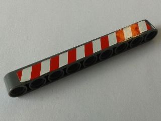 40490pb029L - Technic, Liftarm Thick 1 x 9 with Red and White Danger Stripes Model Left Side Pattern (Sticker) - Set 8289