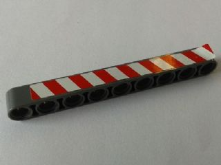 40490pb029R - Technic, Liftarm Thick 1 x 9 with Red and White Danger Stripes Model Right Side Pattern (Sticker) - Set 8289