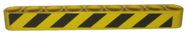 40490pb042L - Technic, Liftarm Thick 1 x 9 with Black and Yellow Danger Stripes Pattern Model Left Side (Sticker) - Set 9397